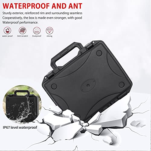 TORIBIO Hard Carrying Case with Foam, Shockproof Storage Box 12"x9.3"x4" - size: 12" x 9.3" x 4"