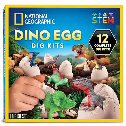 National Geographic Dinosaur Dig Kit with 12 Dino Eggs for Kids - style: 12 Dino-shaped Dig Bricks