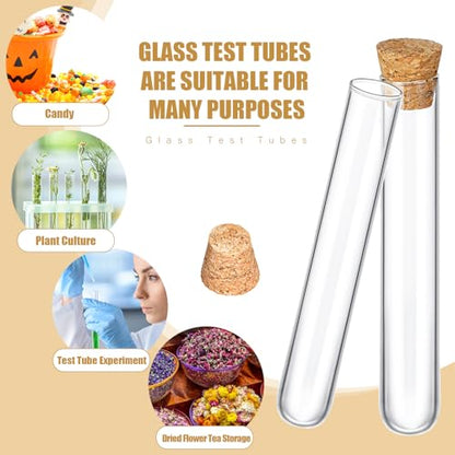 Thyle Glass Test Tubes Bulk with Cork Clear Stoppers, 15x100mm/13ml, 100 Pcs - size: 15x100mm/13ml