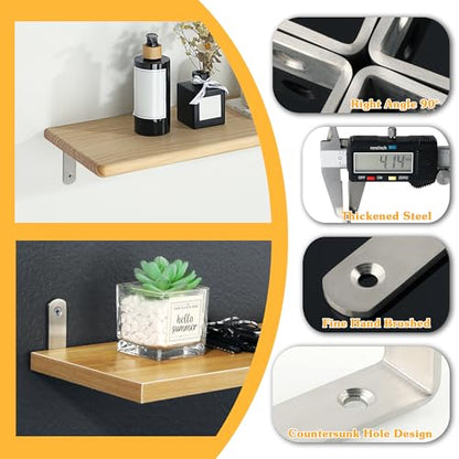 Alise 4mm Thick L Bracket for Shelves,6x4 Inch Shelf Bracket Brushed,4 Pcs - color: Brushed Nickel, size: 6x4 Inch (4mm-Thick)
