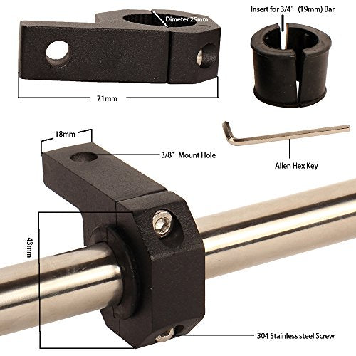 House Tuning Bar Clamps 3/4 inch, Light Mount Brackets for 0.75" (19mm) Tube Clamp (Pack of 2) - size: 0.75 inch