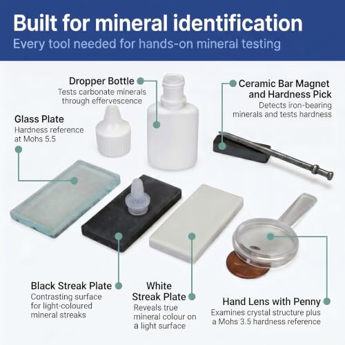 United Scientific™ Mineral ID Kit, 7 Piece Geology Rock Testing Tools