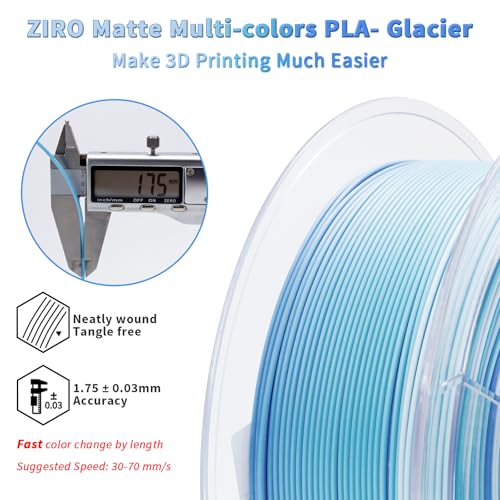 ZIRO 3D Printer Filament, Fast Color Change PLA 1KG 1.75mm Spool, Glacier - color: Glacier(matte)