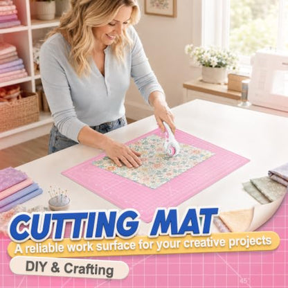 JETMORE Cutting Mat, 12"x18" Cutting Mat for Sewing, Grid Lines Craft Mats - color: Light Pink