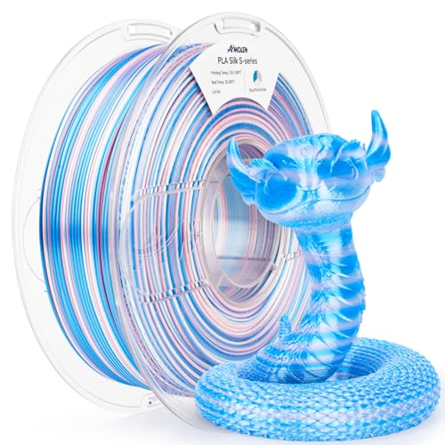 AMOLEN Silk PLA 3D Printer Filament, Shiny Multicolor Rainbow PLA Filament 1.75mm, Fast Color Change PLA 3D Printing Filament for Most FDM 3D Printer, Blue Pink White, 1kg (2.2lbs) - color: Blue/Pink/White