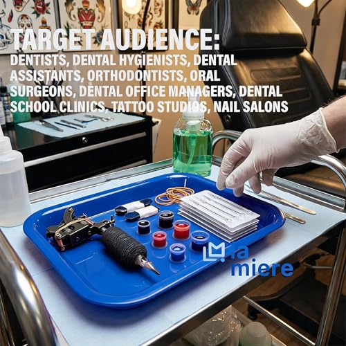 LA MIERE Dental Flat Tray Size F (MINI) - Plastic - 9-5/8" X 6-5/8" X 7/8" Autoclavable Magnetic Blue - color: Magnetic Blue