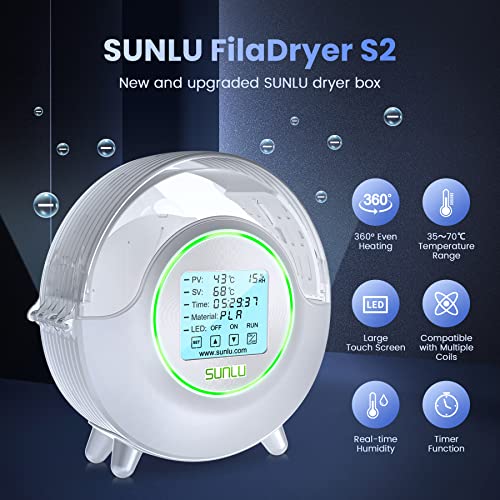 SUNLU Official Filament Dryer S2, for PLA PETG ABS Filament, White - color: S2 White Filament Dryer