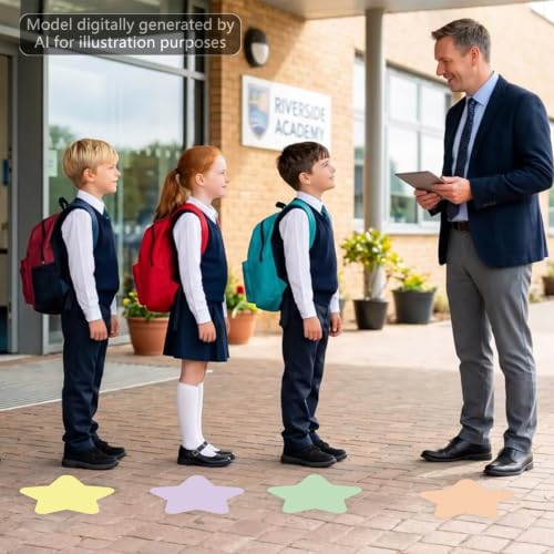 48Pcs Large Star Dry Erase Dots for Classroom Table, 12inch, Pastel - color: Pastel