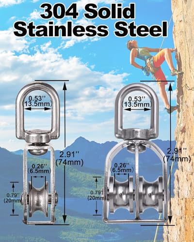 20 Pack M20 Pulley Block, 10 Pcs Single Pulley & 10 Pcs Double Pulley - size: 10*M20 Signle + 10*M20 Double