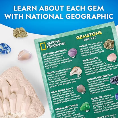 National Geographic Gemstone Dig Kit with 10 Real Gemstones for Kids - style: 10-gem Brick