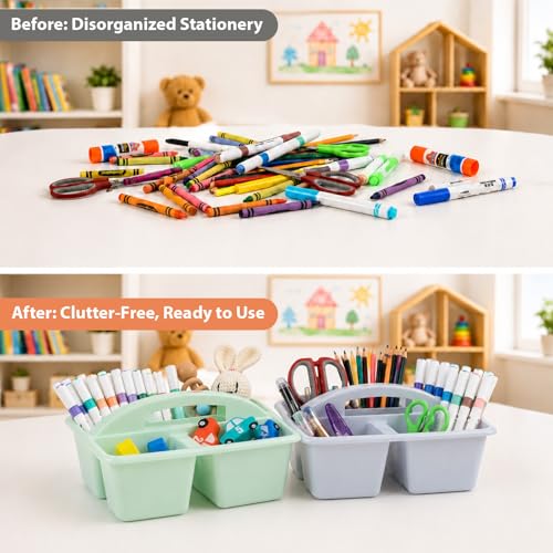6 Pack 4 Compartment Classroom Caddy with Handle, Boho - color: Boho