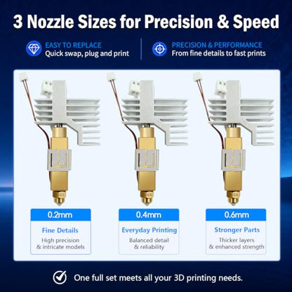 3PK CC2 Hotend 0.2/0.4/0.6MM Centauri Carbon 2 Ceramic Hot End - style: 3PK 0.2/0.4/0.6MM CC2 Hotend