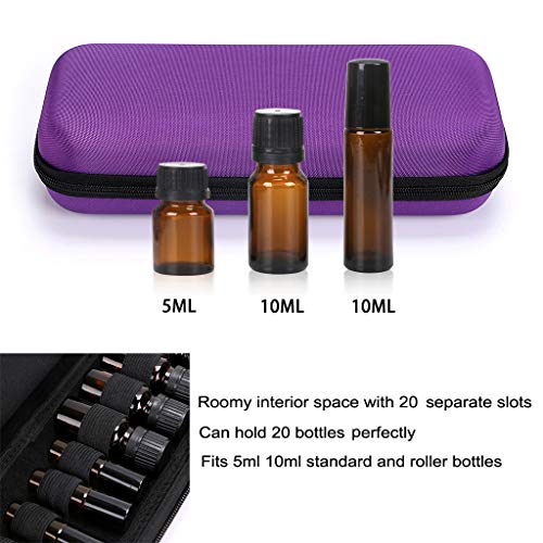 Hipiwe EVA Essential Oils Carrying Case Organizer for 20Pcs Rollers Bottles - color: Purple