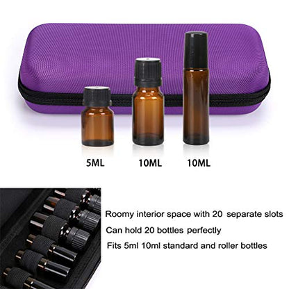 Hipiwe EVA Essential Oils Carrying Case Organizer for 20Pcs Rollers Bottles - color: Purple