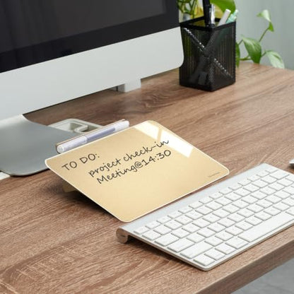 TSJ OFFICE Small Desktop Whiteboard - Glass Dry Erase Board 8 X 6 Inches Tabletop Easel Whiteboard with Stand, Desk Board Buddy for Artist, Teacher and Student - Golden - color: 8 X 6 Inches - Gold