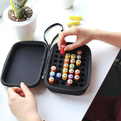 Comecase Battery Organizer Case for 48 AA Batteries, Hard EVA, Black - size: 48 AA