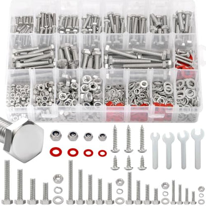 M3 M4 M5 M6 Hex Head Bolt Kit with Nylon Lock Nuts, 858Pcs - size: C. M3 M4 M5 M6