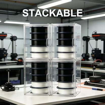 Acrylic Filament Storage Box Compatible with SUNLU PLA 3D Printer Filament, Filament Container Holder for Bambu Filament