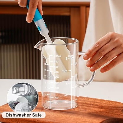 PARACITY 2 Cup Glass Measuring Cup, Liquid Measuring Cups with three Scale and V-Shaped Mouth, Glass Coffee Cups with Handle, Glass Beaker for Kitchen or Restaurant 500 ML - size: 500ml