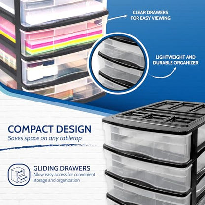 Gracious Living 4-Drawer Desktop/Countertop Storage Organizer, Black/Clear - size: 1 Pack