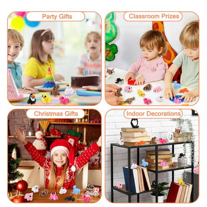 JOICEE 50Pcs Mini 3D Printed Animals Articulated Flexible Fidget Toys - color: Brown