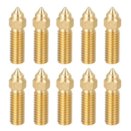 uxcell 10 Pcs 0.4mm Brass Nozzles M6 Thread for K1 3D Printers - size: 0.4mm