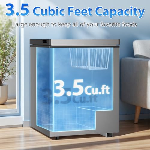 LifePlus Chest Freezer - 3.5 Cubic Feet Compact Deep Freezer Small Freezer 7 Adjustable Temperature with Removable Basket, Energy Saving Super Quiet for Garage, Office, Kitchen, or Apartment, Gray - color: Gray 1