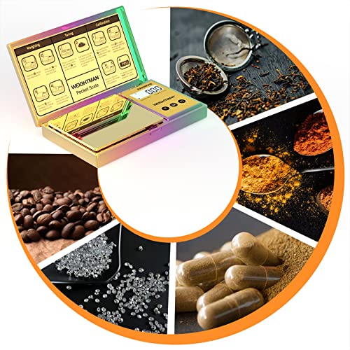 WEIGHTMAN Shiny Digital Gram Scale 200g x 0.01g, Chrome Rainbow Mini Scale