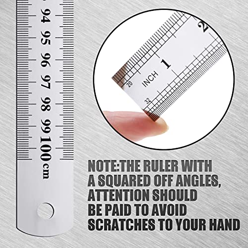 Lothee 12 Pieces Metal Yard Stick Stainless Steel 40 Inch Ruler