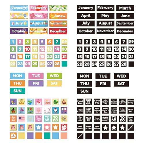 Lesnala Double-Sided Magnetic Calendar Numbers Month Week and Holiday Magnets Labels Magnetic Calendar Dates Indicators for Whiteboard and Refrigerator Classroom Teacher Supplies School Home Office - color: Colorful