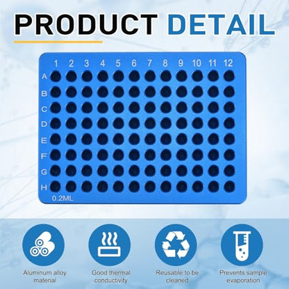 PATIKIL Microcentrifuge Tube Rack Cooler, Aluminum, Light Blue, 96 Wells - color: Light Blue, size: 96 Wells