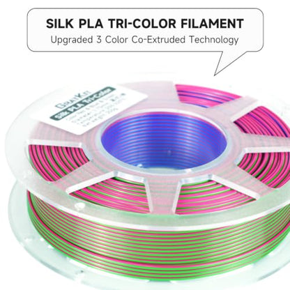 Gratkit Silk Tri-Color PLA Filament,1.75mm, +/-0.03mm, 4 * 250G/Roll, 3D Printing Filament Silk Tri 1kg Bundle - color: Silk Tri-blue Purple Black/Red Blue Green/Red Gold Black/Pink Blue Silver Gray