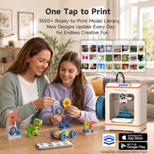 Hephi3d TINA2C 3D Printer Beginner Friendly, Easy-Ready to Print in 5 Mins - color: WhiteOrange
