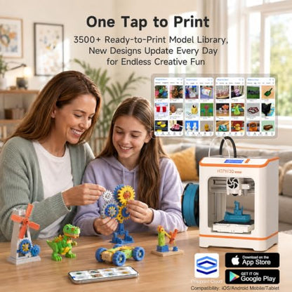 Hephi3d TINA2C 3D Printer Beginner Friendly, Easy-Ready to Print in 5 Mins - color: WhiteOrange