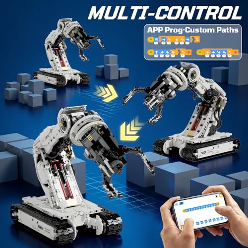 DOLIVE Technical Tracked Robot Arm, STEM Building Block Set for Kids Ages 8-14, Remote Control and App Controlled Mechanical Hand, Birthday Gift for Boys 8 9 10 11 12+ Years Old