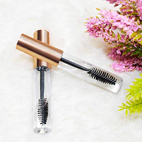 GTHER 10PCS 10ML Empty Mascara Tube Bottle with Eyelash Wand & Rubber Inserts & Funnels Set for Castor Oil/Eyelash Growth Oil, DIY Mascara Eyelash Cream Container with Cap, Matte Gold - color: Matte Gold