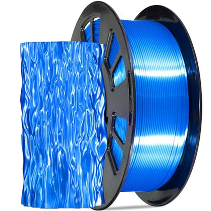 Silk Blue PLA Satin Shiny 3D Printer Filament, 1.75mm Diameter 1kg Spool 2.2lbs for FDM 3D Printers - color: Blue
