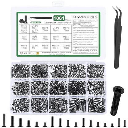 1060 Pcs M1.4 M1.7 M2 M2.5 Micro Laptop Screws Kit，for Electronic SSD - size: M1.4 M1.7 M2 M2.5 - 1060
