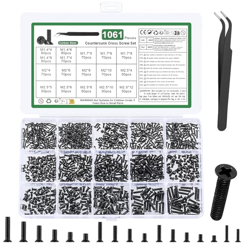 1060 Pcs M1.4 M1.7 M2 M2.5 Micro Laptop Screws Kit，for Electronic SSD - size: M1.4 M1.7 M2 M2.5 - 1060