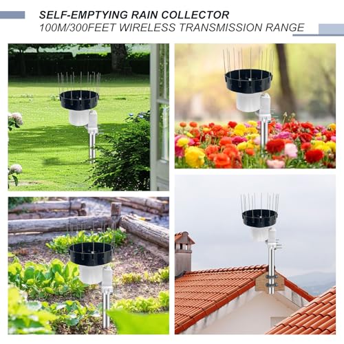 ECOWITT WH5370BH Rain Gauge Kit, Includes WH40BH Rain Gauge Sensor and WH5370BH Indoor LCD Display Console, with Bird Spike Kit, 915 MHz - style: WH5370BH