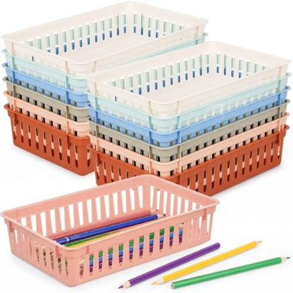 gisgfim 12 Pack Plastic Classroom Baskets for School Supplies, Boho - color: Boho