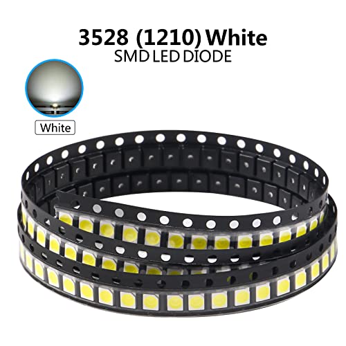 200pcs 3528(1210) White SMD LED Diode Lights Chips (3.5mmx2.8mm DC 3V 20mA 7-8LM) Super Bright Lighting Bulb Lamps Electronics Components Indicator Light Emitting Diodes - size: 3528/1210 White