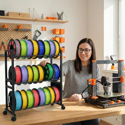 3D Printer Filament Storage Rack with Wheels,3 Tier Spool Holder