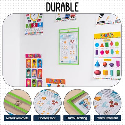Essex Wares - 6 Pack, Lime Green Dry Erase Pockets, 10" Wide x 13.5" Tall - color: Lime Green