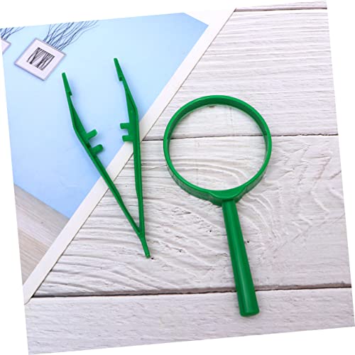 Kids Observation Kit 3 Sets Magnifying Glass and Tweezers Handheld Magnifying Glass for Kids Nature Exploration Bug Viewing Outdoor Camping Educational Play