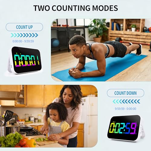TXL Digital Timer for Classroom, Pomodoro & Kitchen, Rechargeable Magnetic Countdown Timer with Large LED Display, Loud Alarm, 3 Volume Levels, Vibration Mode & 3 Brightness Settings - style: Regular Version