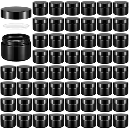 Domensi 100 Pcs 1oz Glass Jars Bulk, Black, Black Lid, Plastic Lid - color: Black,Black, size: Plastic Lid