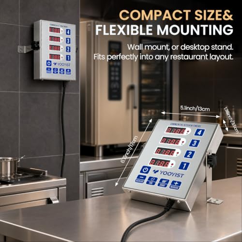 4-Channel Commercial Kitchen Timer Loud Alarm Digital Cook Timer - color: Silver