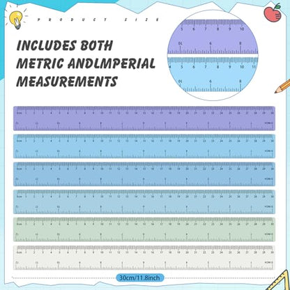 60 Pcs 12 Inch Bulk Plastic Clear Rulers, School Supplies, Ocean - color: Ocean