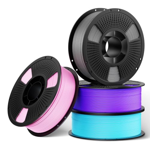UJOY3D 4kg Hyper PLA+ Filament 1.75mm Bundle, High Toughness Upgraded PLA+ - color: Hyper Pla+ 4kg Grey+pink+iris Purple+light Blue